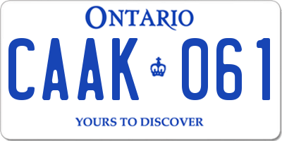 ON license plate CAAK061