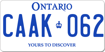 ON license plate CAAK062