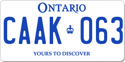 ON license plate CAAK063