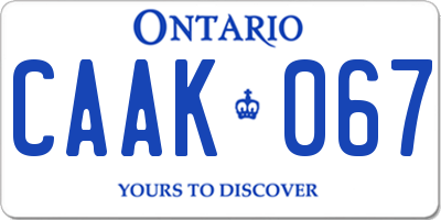 ON license plate CAAK067