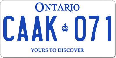 ON license plate CAAK071