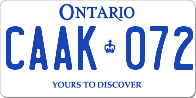 ON license plate CAAK072