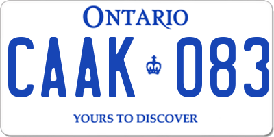 ON license plate CAAK083