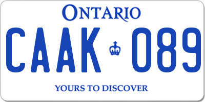 ON license plate CAAK089