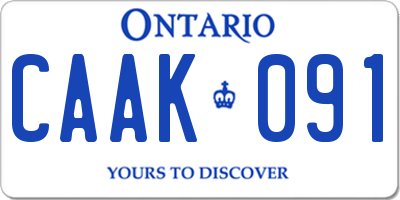 ON license plate CAAK091