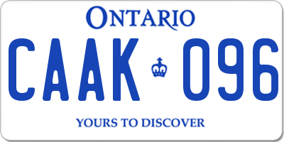 ON license plate CAAK096