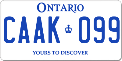 ON license plate CAAK099