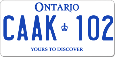 ON license plate CAAK102