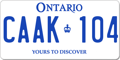 ON license plate CAAK104