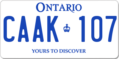 ON license plate CAAK107