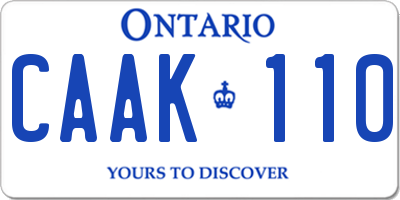 ON license plate CAAK110