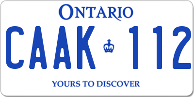 ON license plate CAAK112