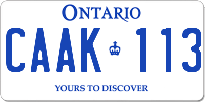 ON license plate CAAK113