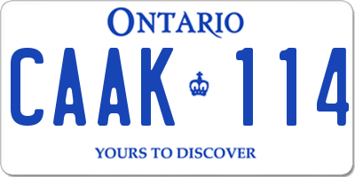 ON license plate CAAK114