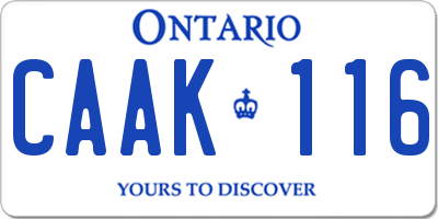 ON license plate CAAK116