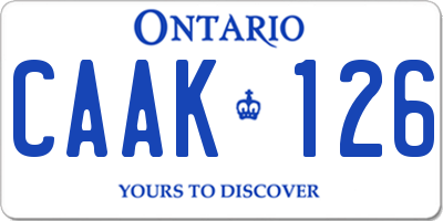 ON license plate CAAK126