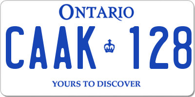 ON license plate CAAK128