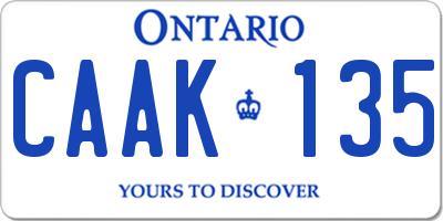 ON license plate CAAK135