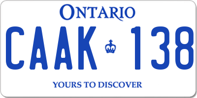 ON license plate CAAK138