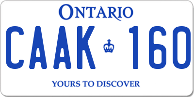 ON license plate CAAK160