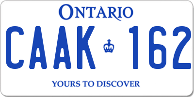 ON license plate CAAK162