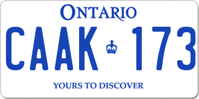 ON license plate CAAK173