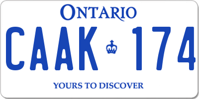 ON license plate CAAK174