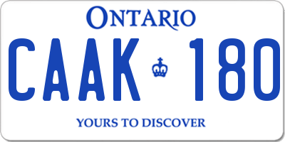 ON license plate CAAK180