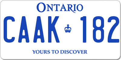 ON license plate CAAK182