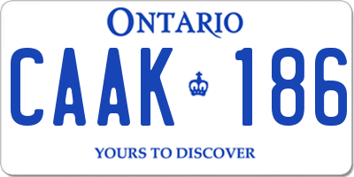 ON license plate CAAK186