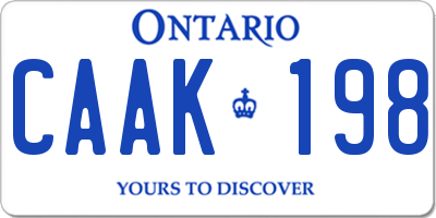 ON license plate CAAK198