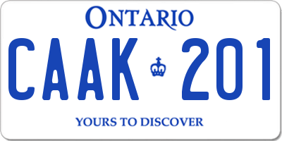 ON license plate CAAK201