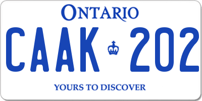 ON license plate CAAK202