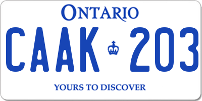 ON license plate CAAK203