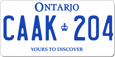 ON license plate CAAK204