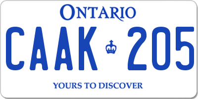 ON license plate CAAK205