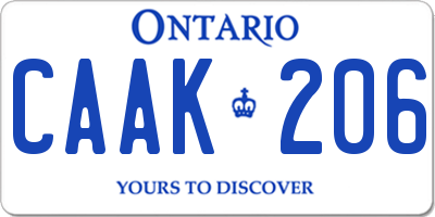 ON license plate CAAK206