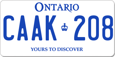 ON license plate CAAK208