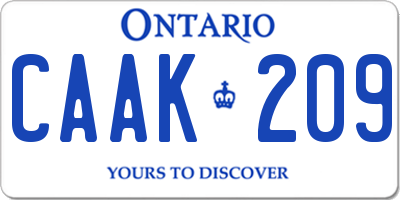 ON license plate CAAK209