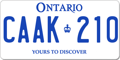 ON license plate CAAK210