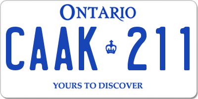 ON license plate CAAK211