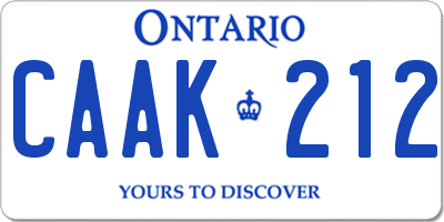 ON license plate CAAK212