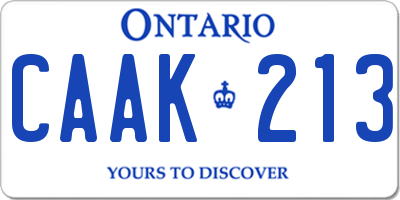 ON license plate CAAK213