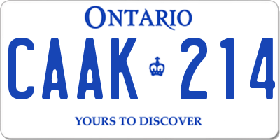 ON license plate CAAK214