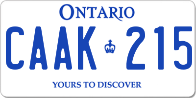 ON license plate CAAK215