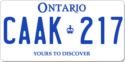 ON license plate CAAK217