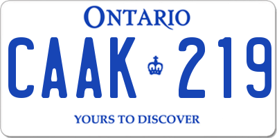 ON license plate CAAK219