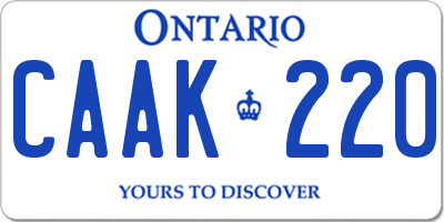 ON license plate CAAK220