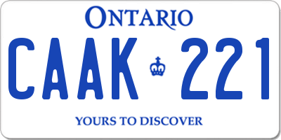 ON license plate CAAK221