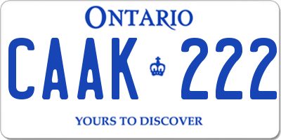 ON license plate CAAK222